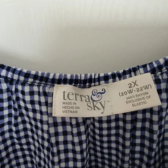 Terra and Sky Woman's Blue and White Size Blouse 2X - Picture 4 of 9